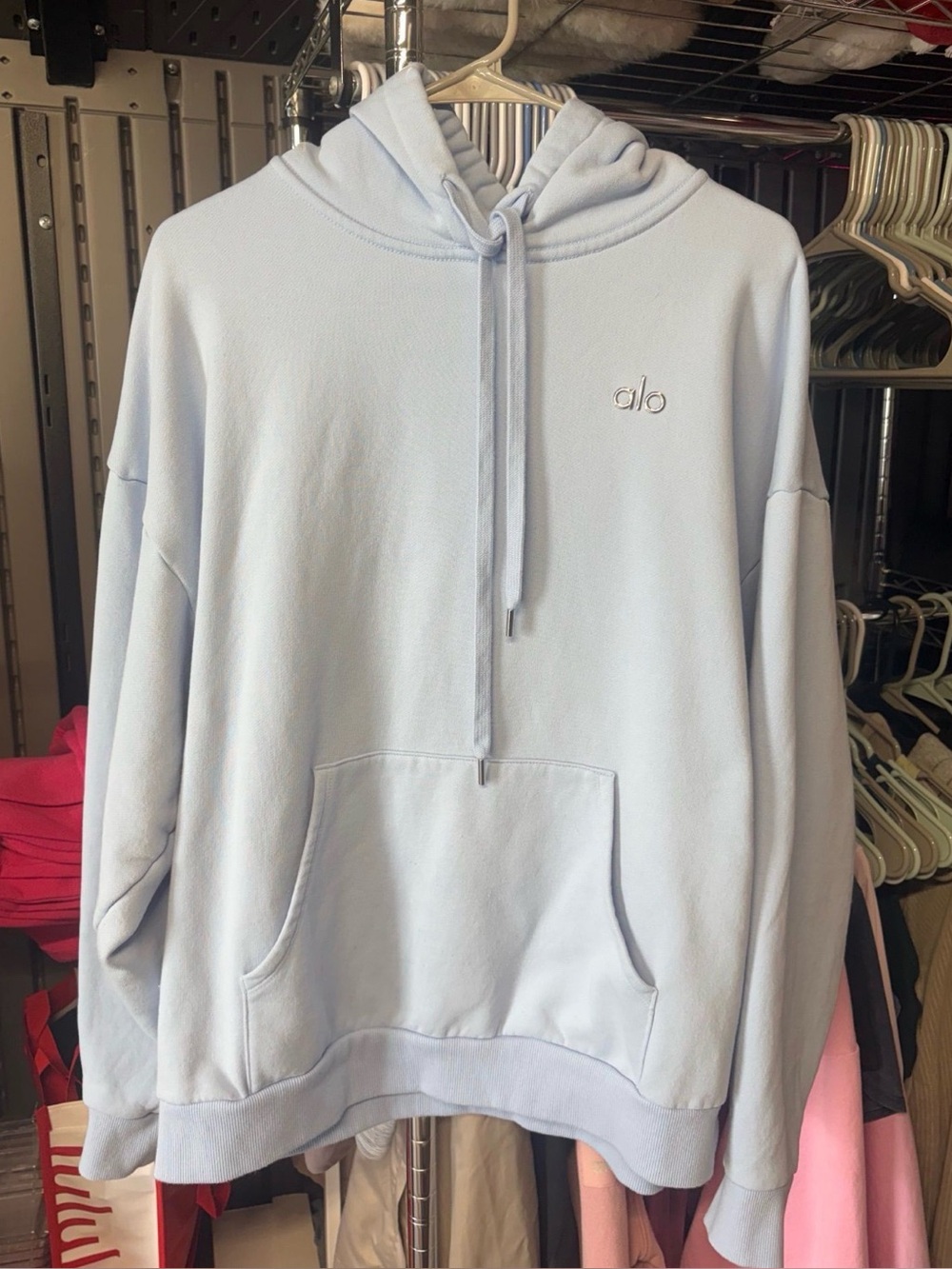 ALO Yoga Powder Blue Hoodie with Kangaroo Pocket